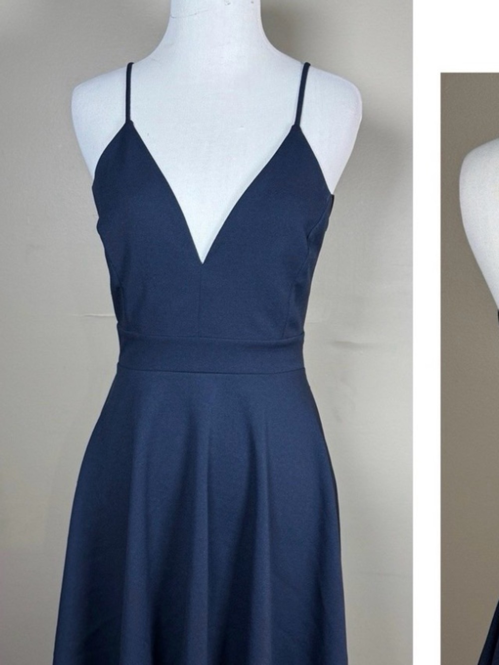 Windsor Navy V-Neck Backless Spaghetti Strap Dress